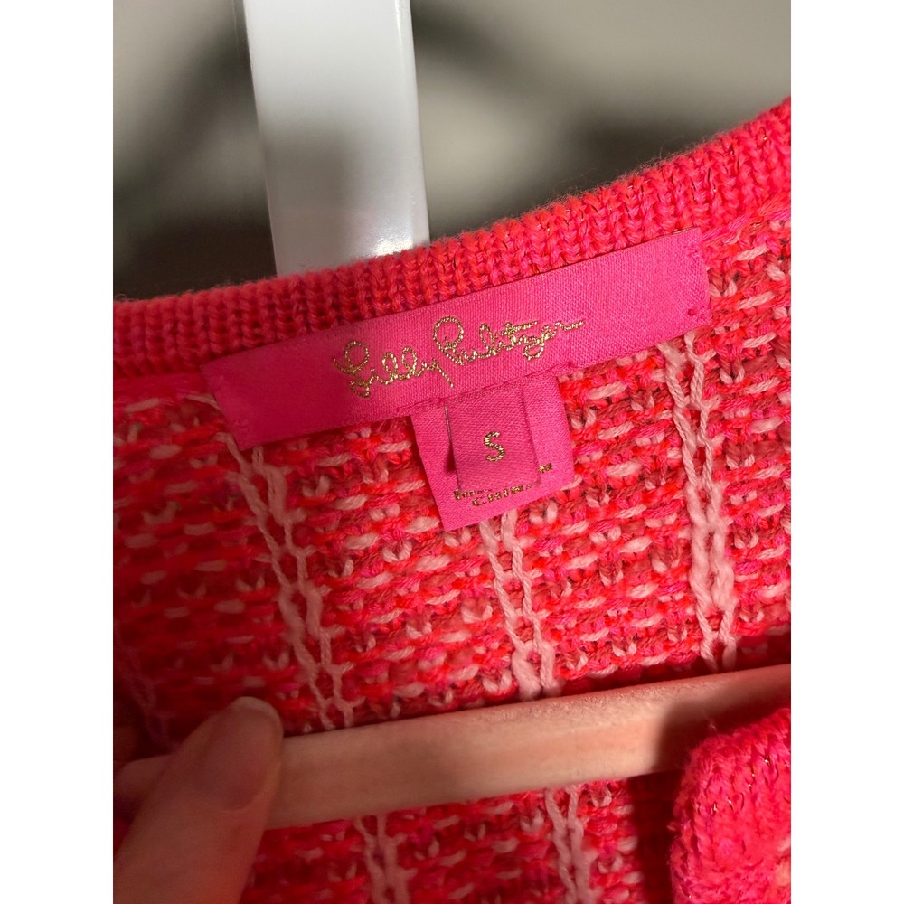 Lilly Pulitzer Simora Fringe Cardigan Spicy Coral Exotic Tweed S‎ Preppy Coastal - Picture 5 of 8